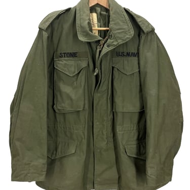Vintage 70's US Military M65 Olive Green Field Jacket Medium Short USN EUC