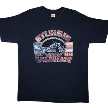 Vintage 1999 Sturgis “The Last Black Hills Rally Of The Millennium” Double Sided Motorcycle Graphic T-Shirt Size XL 