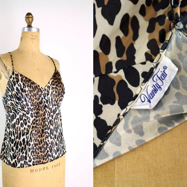 70s Vanity fair Leopard Camisole / 80s Lingerie / Size M/L 