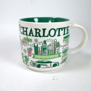 Starbucks CHARLOTTE Been There Series Collectible Ceramic Coffee Cup North Carolina Novelty Graphic Tea Latte Mug 14 ounce 