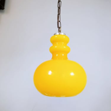 Vintage Yellow Ceiling Lamp/ Pendant Light/ Vintage Ceiling Light/ Hanging Light/ Old Lightning/Mid Century/ Yellow Glass Chandelier / 70s 