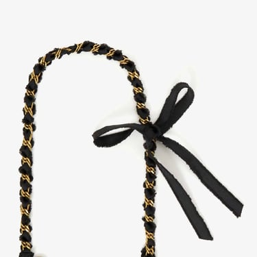 Shoulder Strap - Black Frayed Ribbon Chain