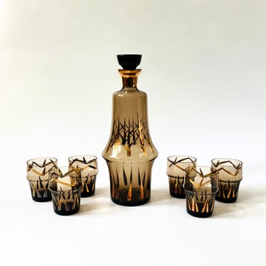 Bohemian Glass Decanter Set - Set of 7 Pieces 