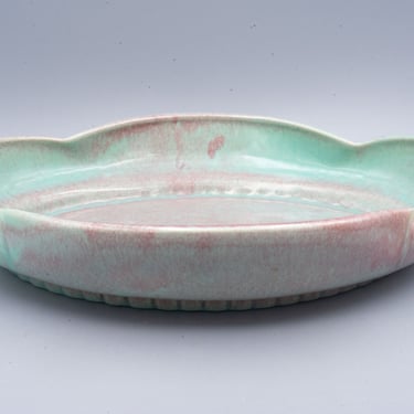 West Coast Pottery Flower Bowl, Turquoise & Magenta | Vintage California Pottery Planter Serving Dish Console Bowl 