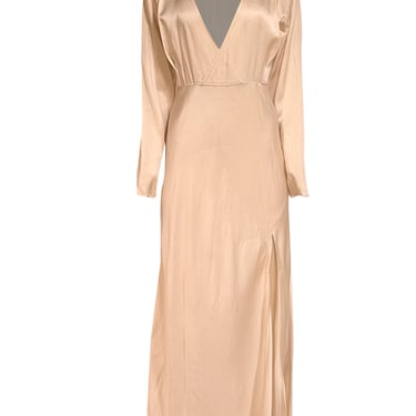 Lapointe - Cream Satin Long Sleeve Dress w/ Slit Sz 6