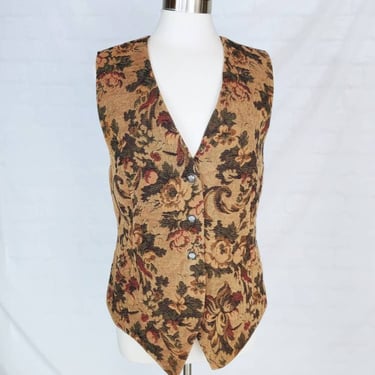 Vintage 80s Express Floral Vest // Express Size L Button-Up Vest // Carpetbag 