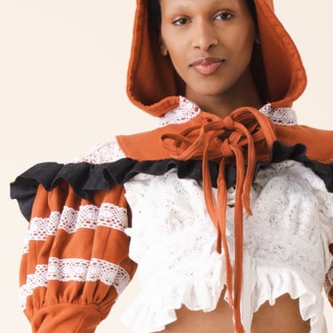 Gibson Grrrl Ultra Crop Hoodie (Orange with White Lace)