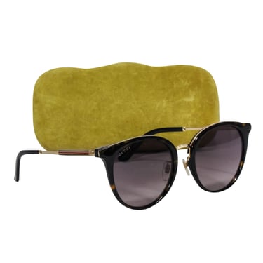 Gucci - Brown Tortoise Oversized Round Sunglasses