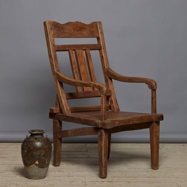 Late 19th/Early 20th Century Arts & Crafts Style Primitive Teak Lounging Chair