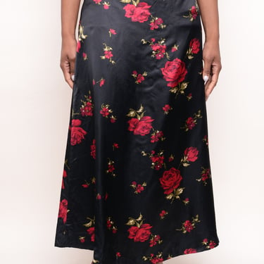 Floral Satin Maxi Skirt