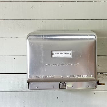 Chrome Paper Towel Wall Mount Dispenser Mosiner Anchor Paper Company Industrial Vintage Mid Century Atomic 1950s Hand Crank Gas Station 
