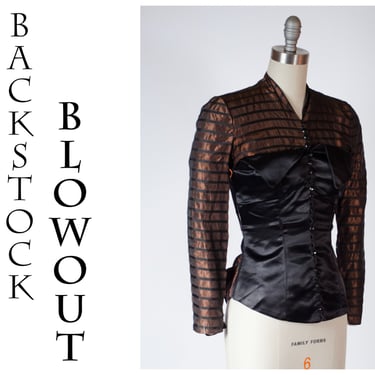 4 Day Backstock SALE - XS/Small - Chic Vintage 1940s Dorsa Blouse in Satin and Taffeta As Is for Repair - Item #50 