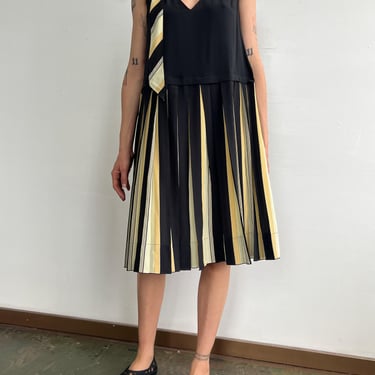 Marc Jacobs Silk Stripe + Pleated Dress (M)