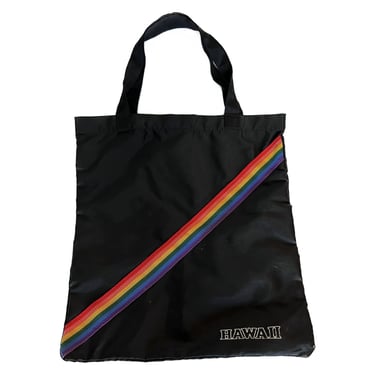 Vintage Hawaii Tote, Rainbow Tote Bag, LGTBTQ Bag, Beach Tote, Cruise Accessories, Canvas Tote Bag, Rainbow Tote Bag, 80s Collectors Tote 