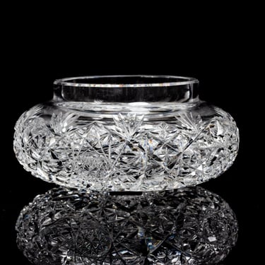 American Brilliant Cut Crystal Vanity Jar | Antique Collectible | Crystal Powder Jar 