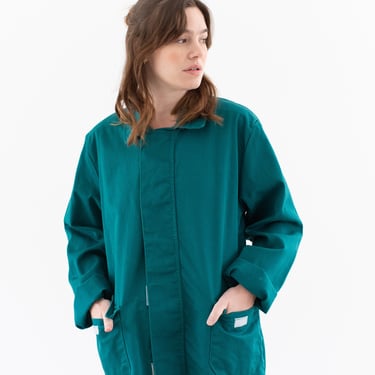 Vintage Emerald Green Chore Jacket | Unisex Cotton Utility Work | Made in Italy | M L | IT393 