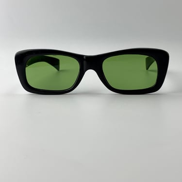 Early 1960's Sunglasses - Black Plastic Frames - Made in Italy - Original Green Glass Lenses 