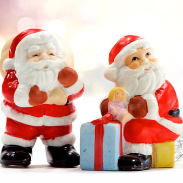 VINTAGE: 2pcs - Santa Figurines -  Holiday, Christmas, Saint Nicholas, Kris Kringle - Replacement 