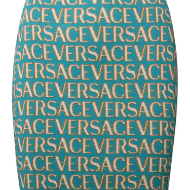 Versace Woman Light Blue Cotton Blend Skirt