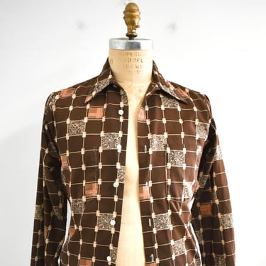1970s Andhurst Brown Print Shirt 