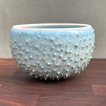 Ceramic Urchin Bowl- Glossy Blue/ White 