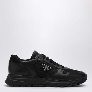 Prada Black Leather And Re-Nylon High Sneaker Men