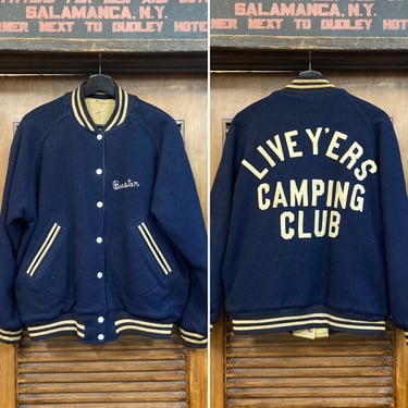 Vintage 1950’s “Live Wires” Camping Club “Buster” Varsity Wool Jacket, 50’s Club Jacket, 50’s Varsity Jacket, Vintage Clothing 