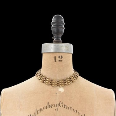 LT 1930s Assembly Line brass necklace 