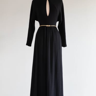 Elegant 1970's Wool Crepe Evening Gown By Youth Guild / Small