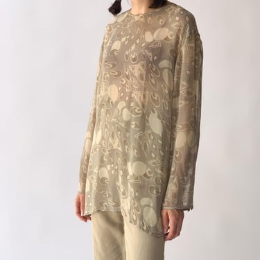 Abboud Geometric Flowy Silk Top (M)