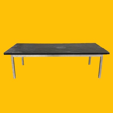 LOCAL PICKUP ONLY ———— Vintage Slate and Chrome Coffee Table 