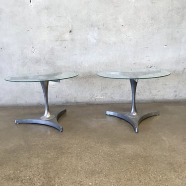 Pair of Metal &amp; Glass Atomic Side Tables