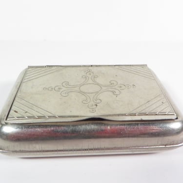 Mid Century Silver Tone Cigarette Case - Silver Metal Cigarette Case 