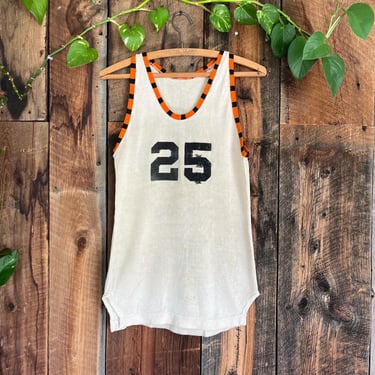 Vintage 40s Durene Tiger Stripe Basketball Jersey Tank Top repaired size S/M 