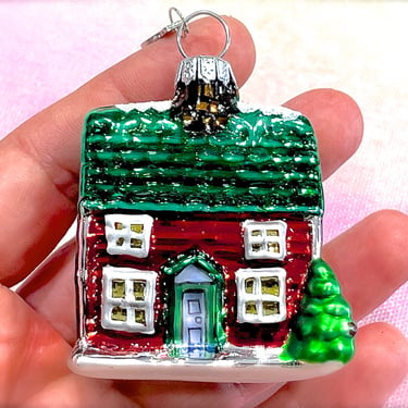 VINTAGE: Small Glass Christmas Tree Hause Ornament - Dep 56 Collection - Replacement - Christmas Ornament - Holiday - Xmas - Christmas Tree 