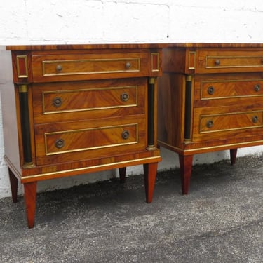 Italian Neoclassical Olivewood Commodes Nightstands Side End Tables a Pair 5239