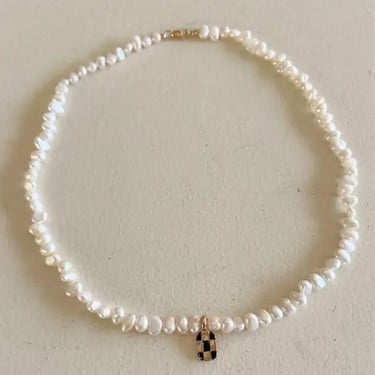 Pearl Checkerboard Necklace
