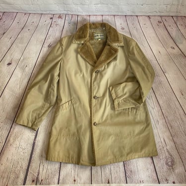 Mens Winter Coat • Maine Guide • The Cold Cheater • 1970s • Field Jacket Overcoat • Warm Lightweight • Fleece Lining • Khaki Green • 42 Tall 
