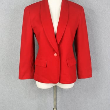 Pendleton - Red Wool Blazer - Marked size 4 Petite - Circa 1990s 