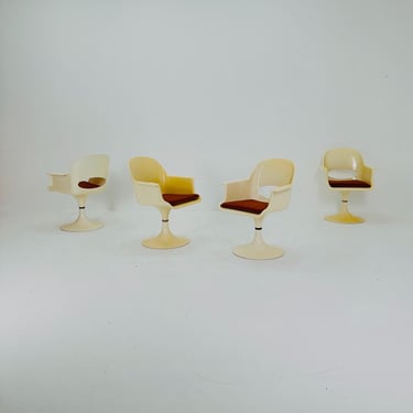 set of 4 Space-age Tulip dining  revolving armchairs  by Kurz, Germany 1970s 