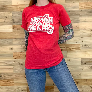70's Herman's World of Sporting Goods Funny Pun T Shirt 