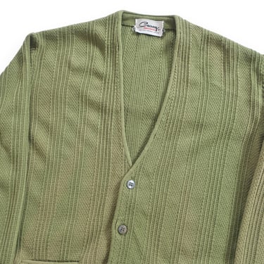 vintage cardigan / striped cardigan / 1970s sage green texture striped grandpa Kurt Cobain cardigan Medium 