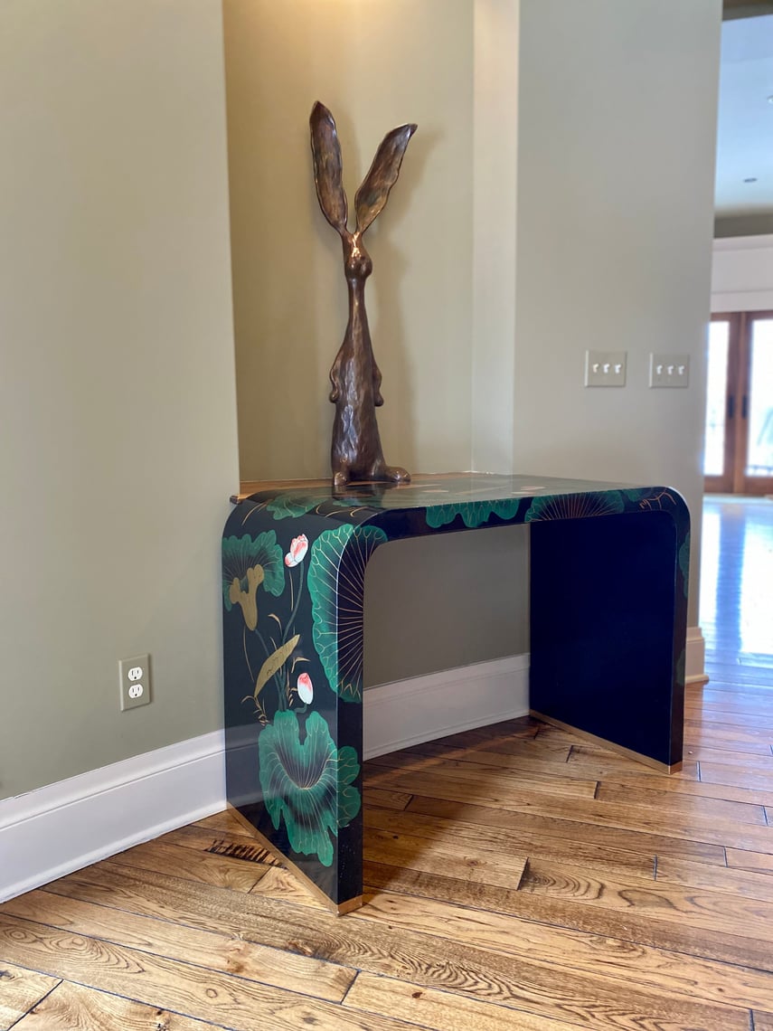 Chinoiserie Style Lacquered Waterfall Console Table Little Chair Shop