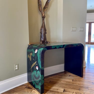 Chinoiserie Style Lacquered Waterfall Console Table