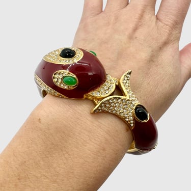 CINER DOLPHIN BRACELET | Vintage 80s Red Bangle | 1980s Jewelry | Rare Collectable 80s Fish Bracelet | Classic Dolphin Animal Band 