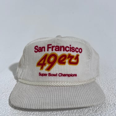 Vintage San Francisco 49ers SB Champs White Corduroy Snapback Hat