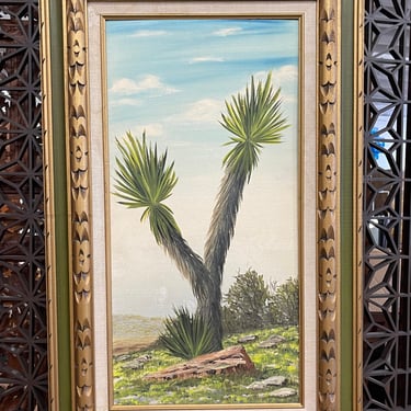 Vintage Yucca Oil Painting, Signed
