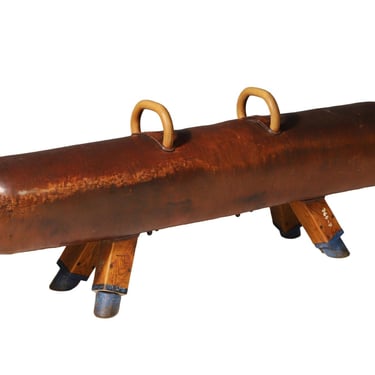 Gymnastic Leather Pommel Horse Bench | 1920s 