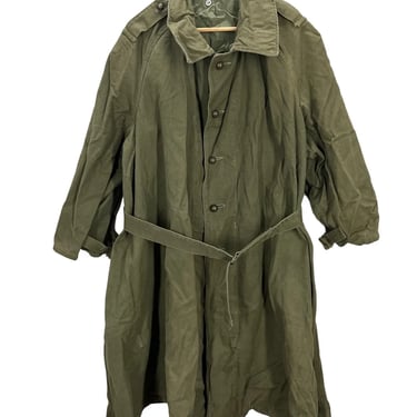 Vintage 40's WW2 Era French Military Green Canvas Motorcycle Jacket Trench Coat