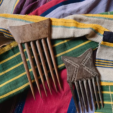 Vintage Côte D'Ivoire Carved Wood Comb (Please Select)